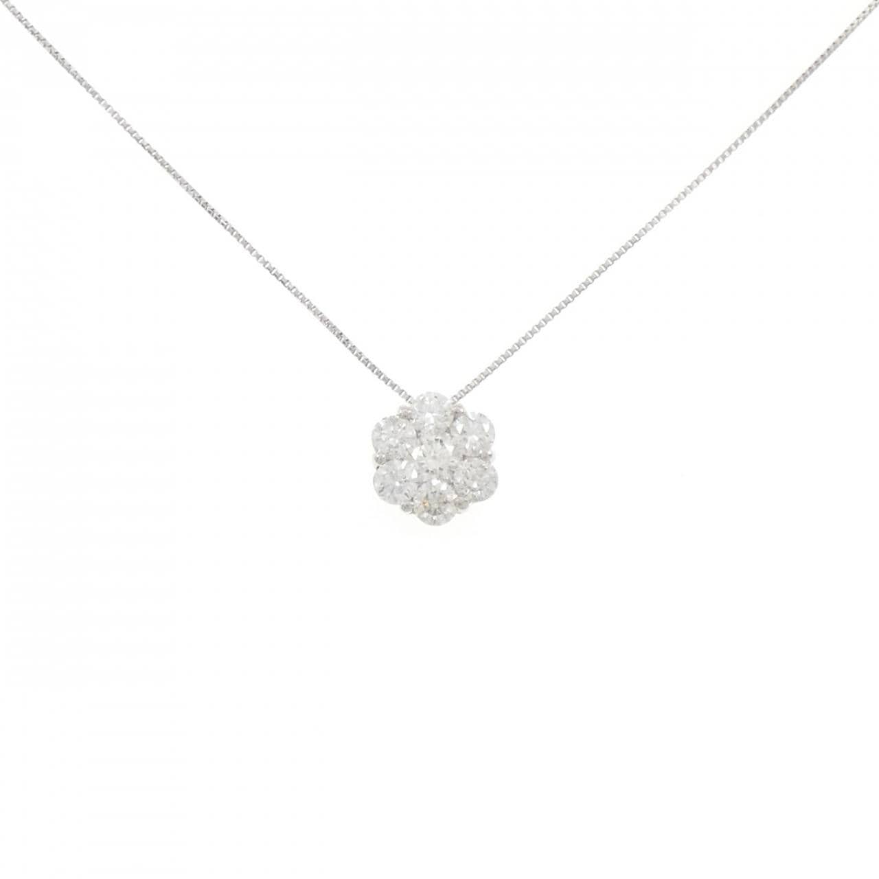 PT900/PT850 フラワー ダイヤモンド ネックレス 1.00CT