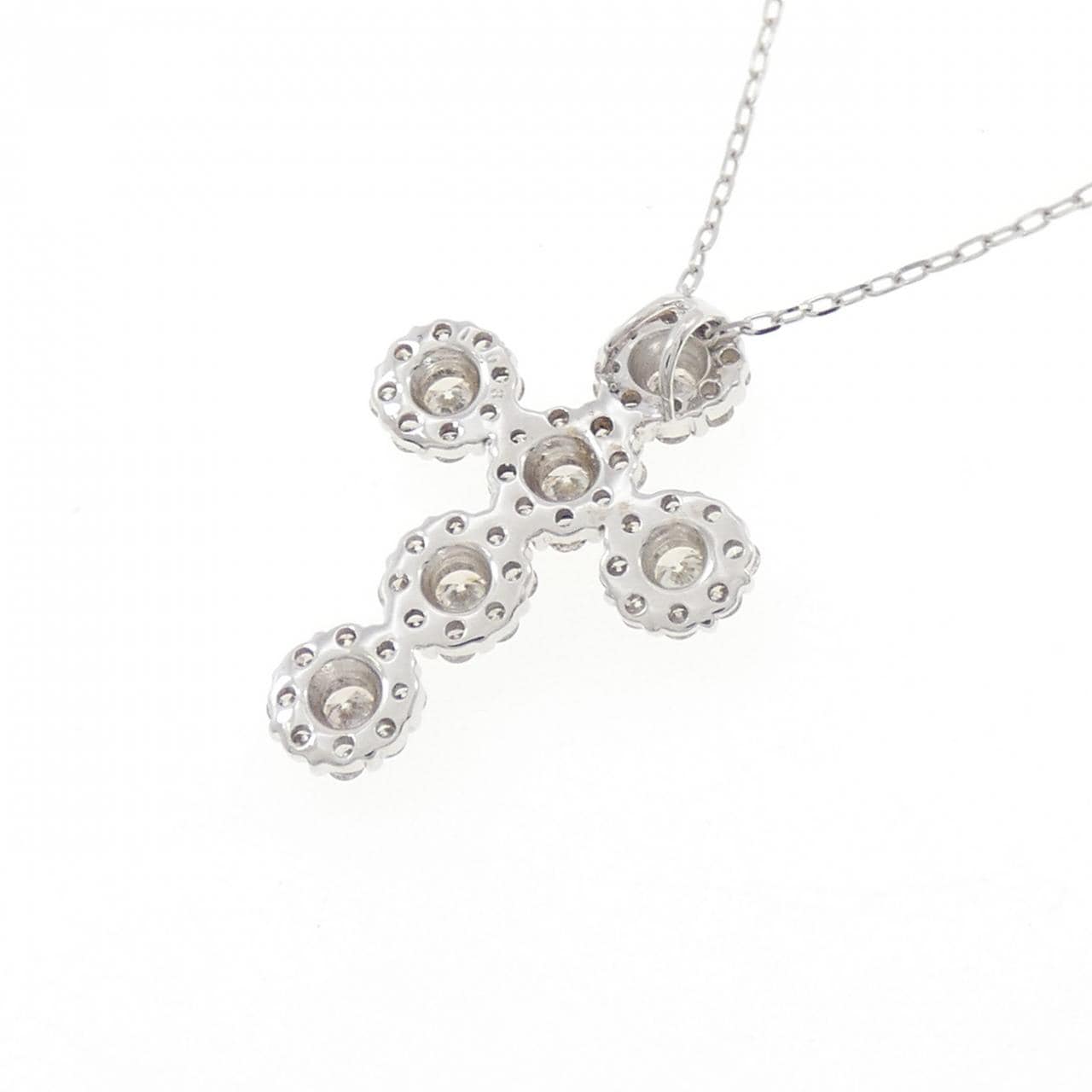 K18WG クロス ダイヤモンド ネックレス 1.03CT
