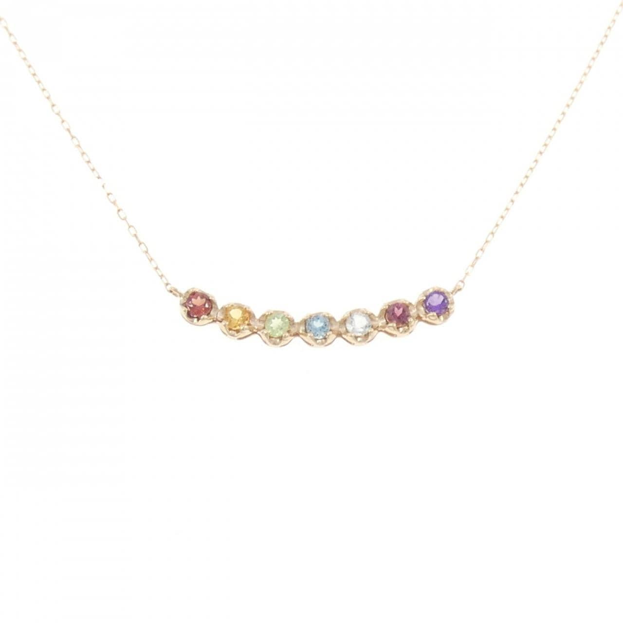 K18PG colored stone necklace