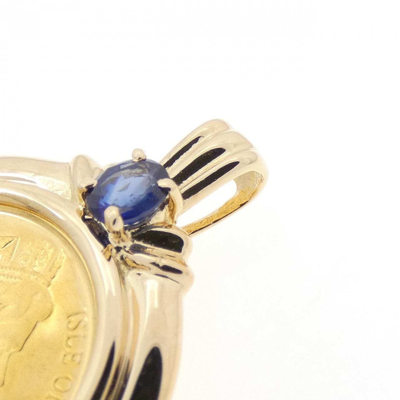 K18YG (frame) sapphire coin pendant
