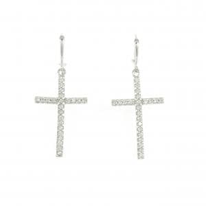 K18WG クロス ダイヤモンド ピアス 0.30CT