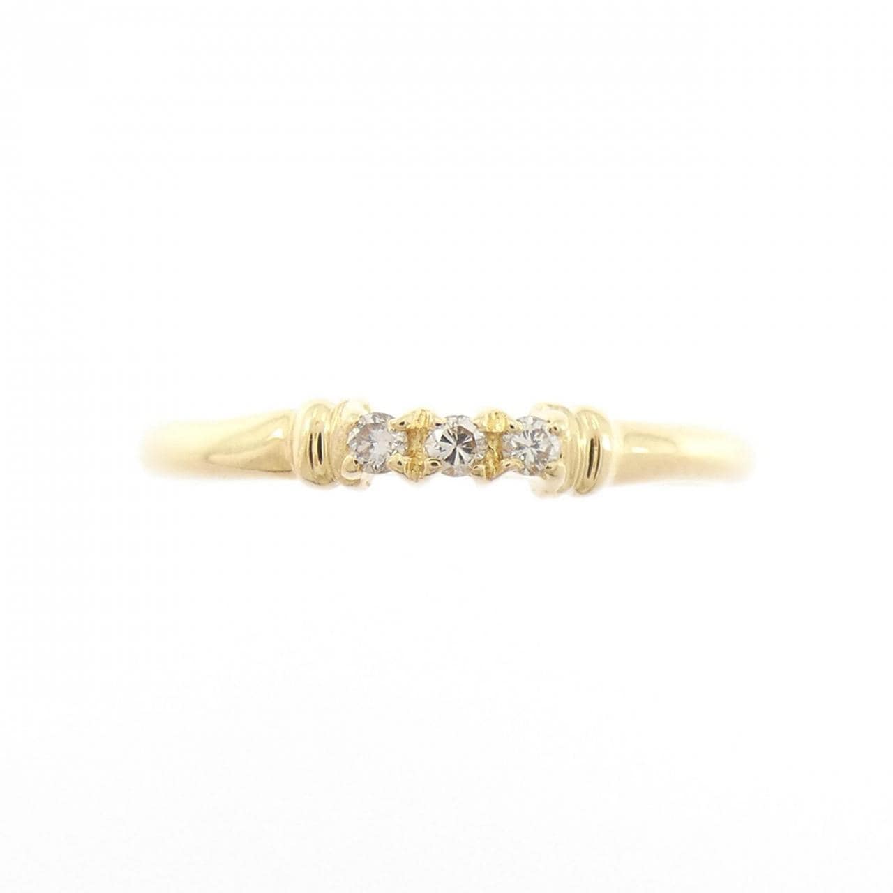 K18YG スリーストーン ダイヤモンド リング