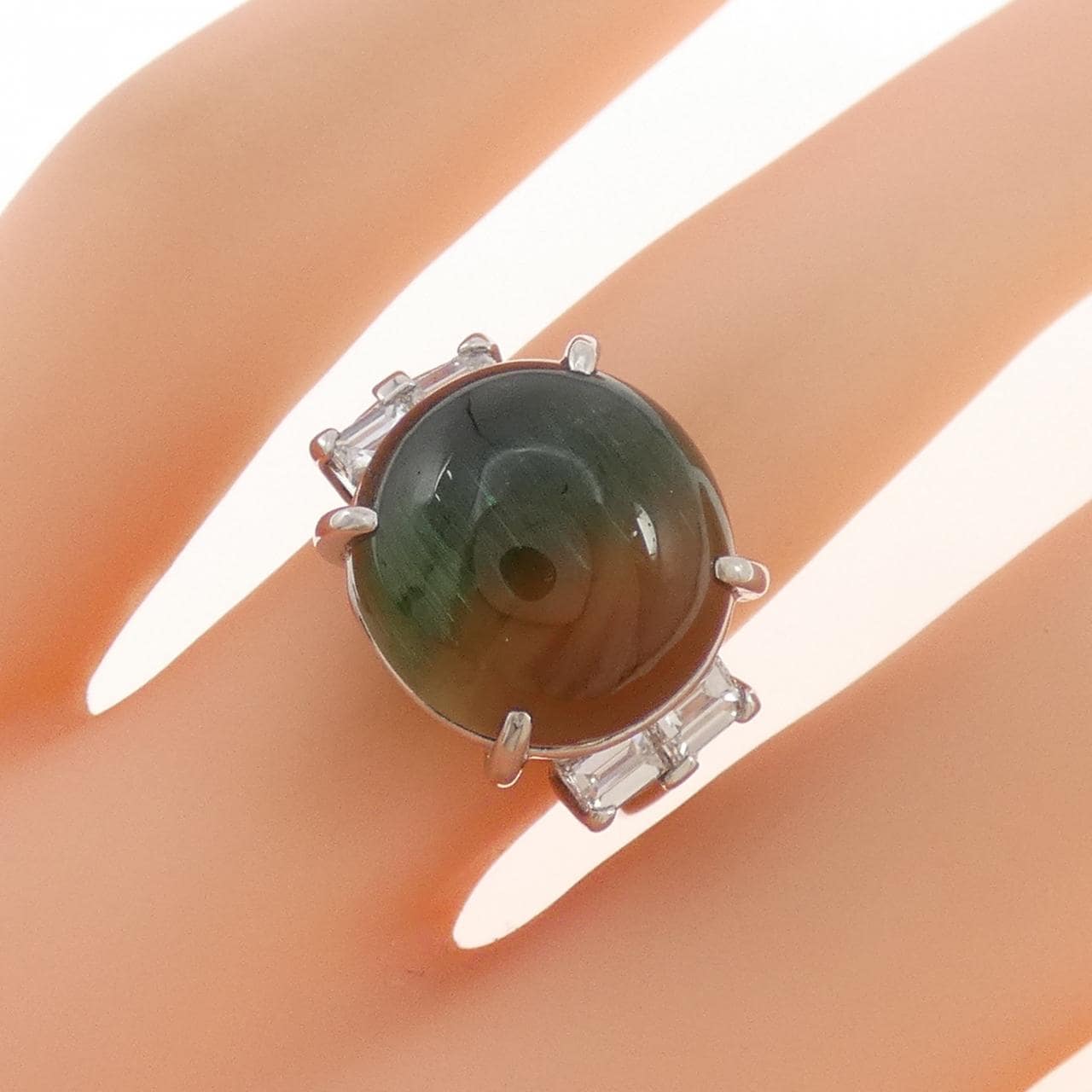 PT900 トルマリンキャッツアイ リング 13.35CT