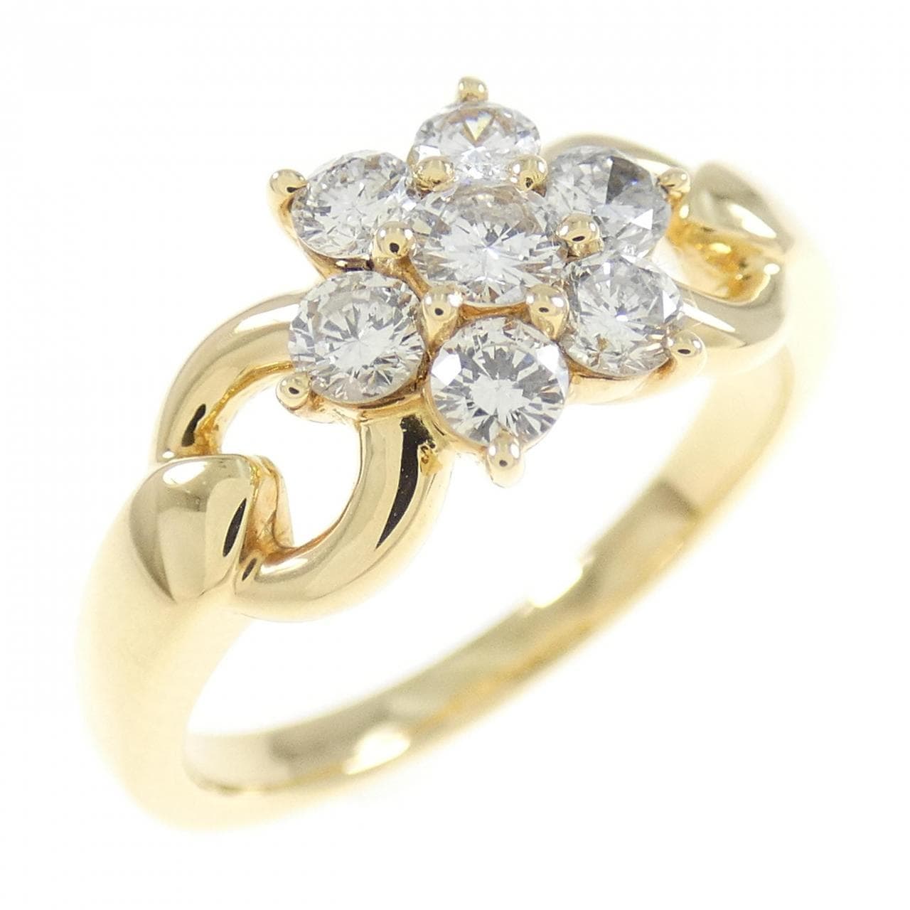 K18YG フラワー ダイヤモンド リング 0.53CT