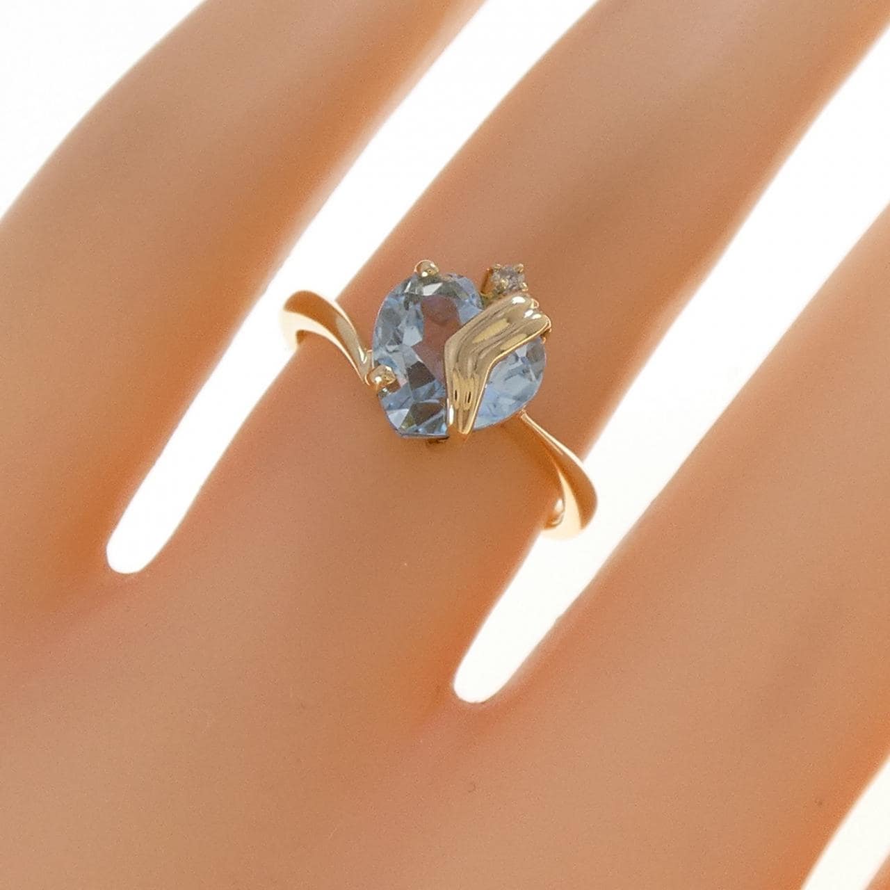 K18YG ハート ブルートパーズ リング