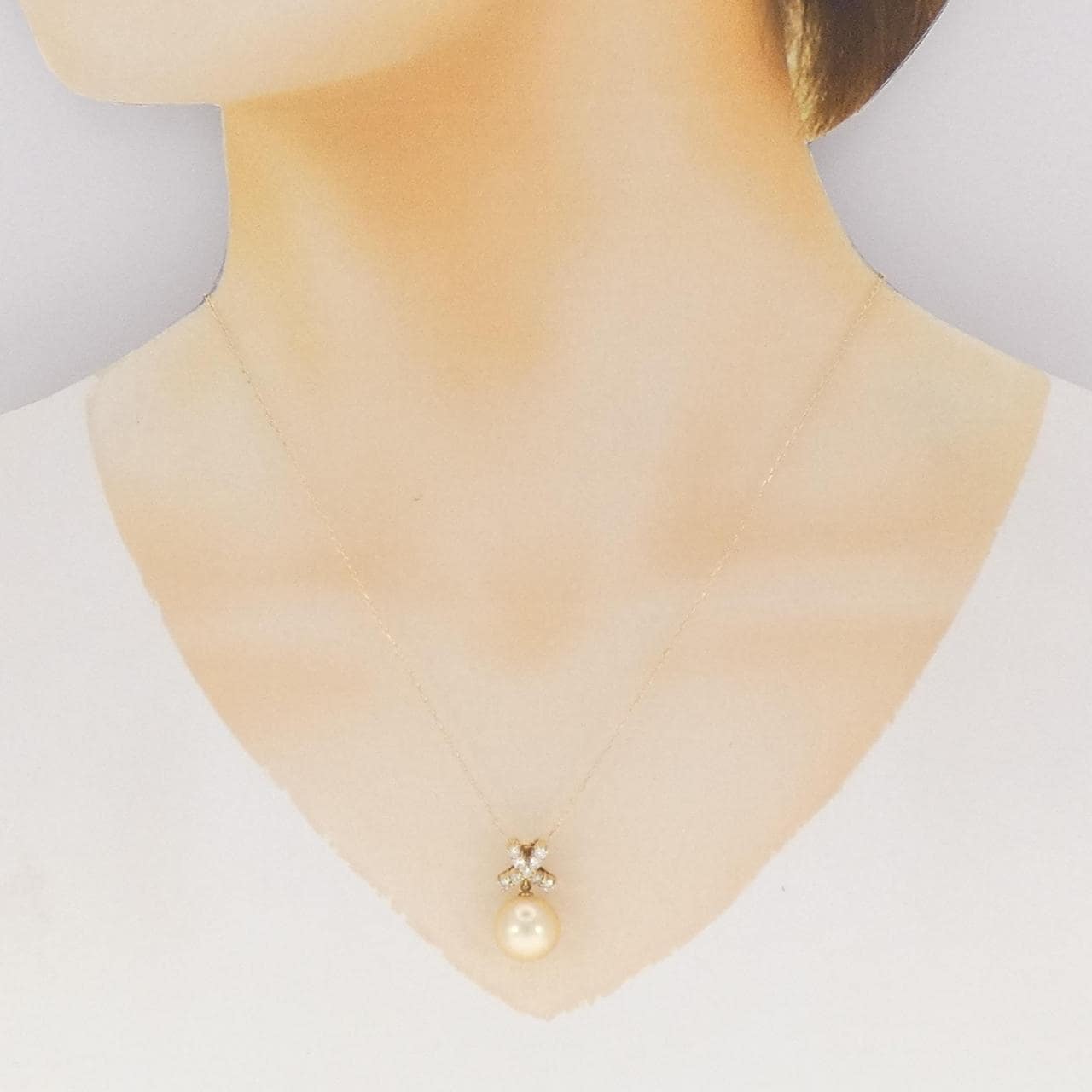 K18YG 白蝶パール ネックレス 11.1mm