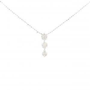 K18WG スリーストーン ダイヤモンド ネックレス 0.50CT