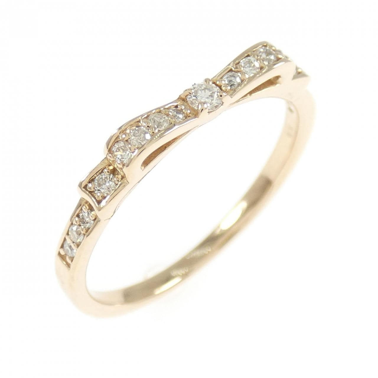 K18PG ribbon Diamond ring 0.15CT
