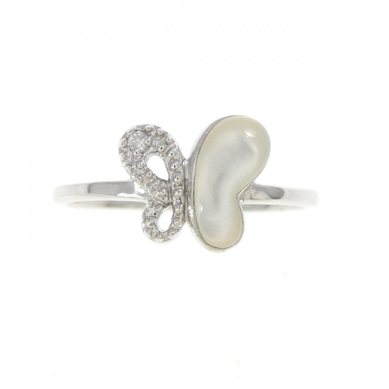 K18WG バタフライ マザーオブパール リング