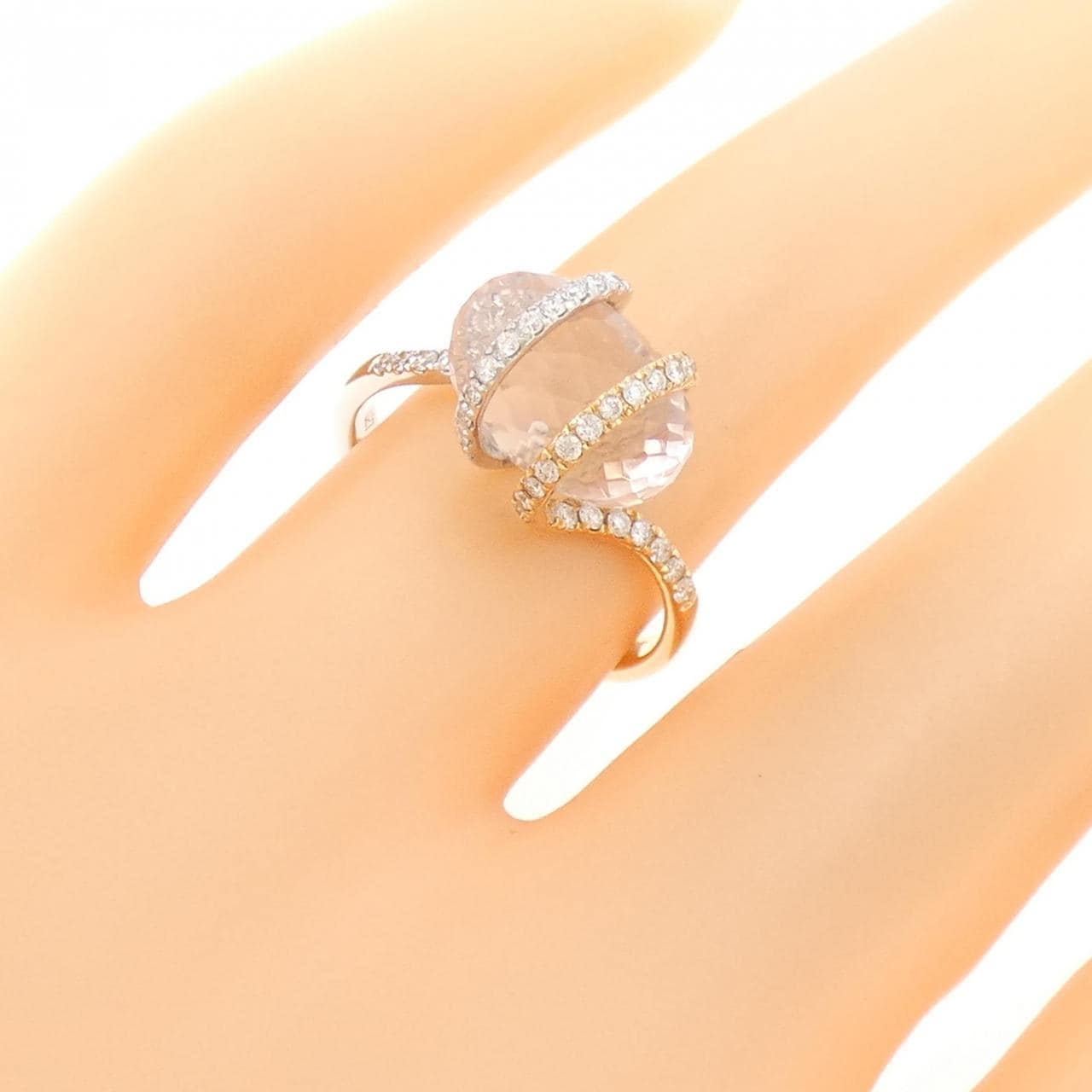 K18PG/K18WG ローズクオーツ リング 4.40CT