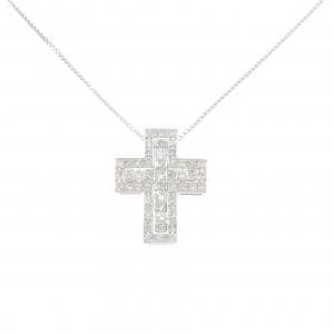 K18WG 2WAY クロス ダイヤモンド ネックレス 0.40CT