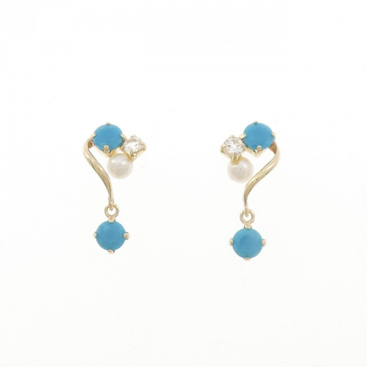 【新品】K10YG カラーストーン ピアス