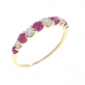 K18YG ルビー リング 0.33CT
