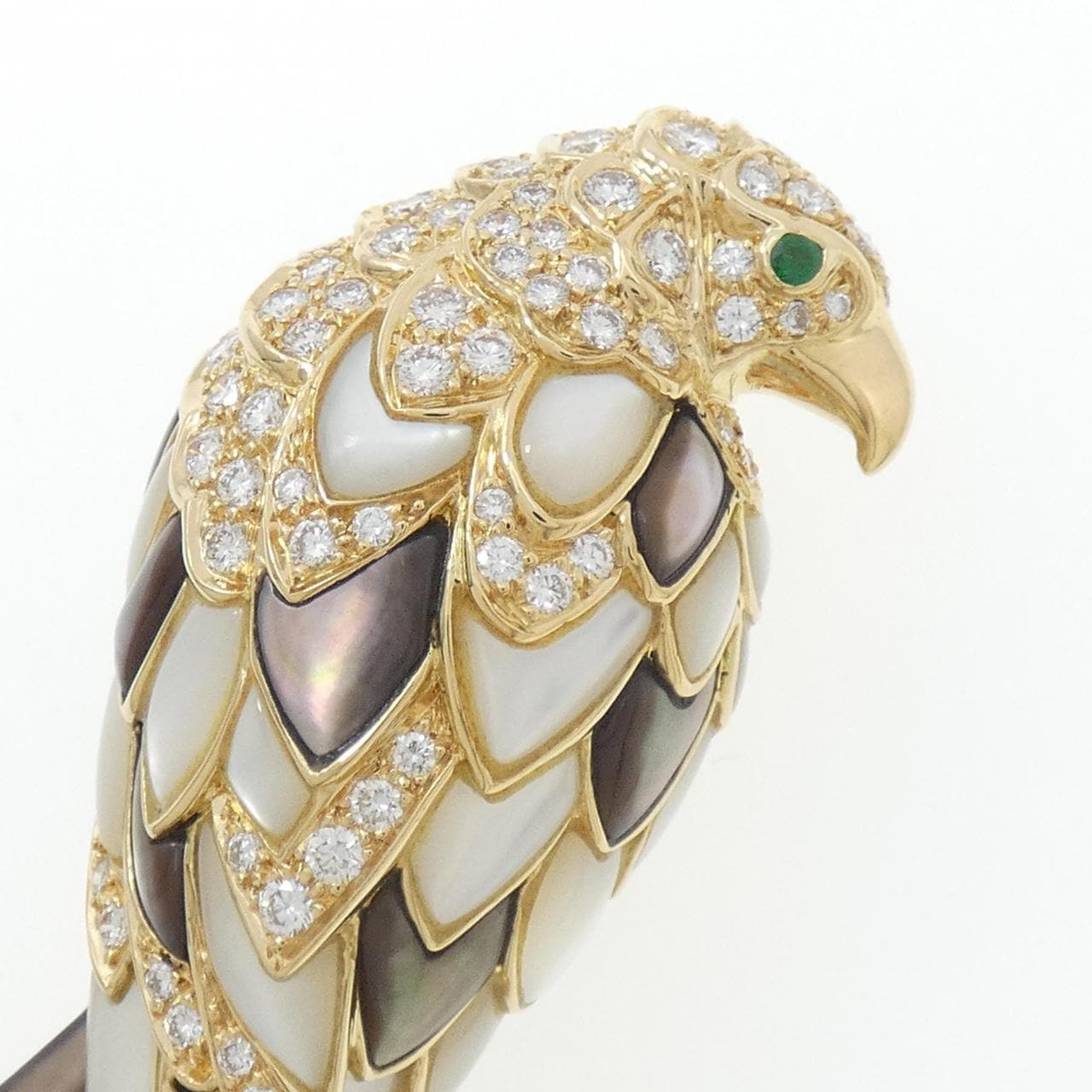 K18YG バード カラーストーン ブローチ