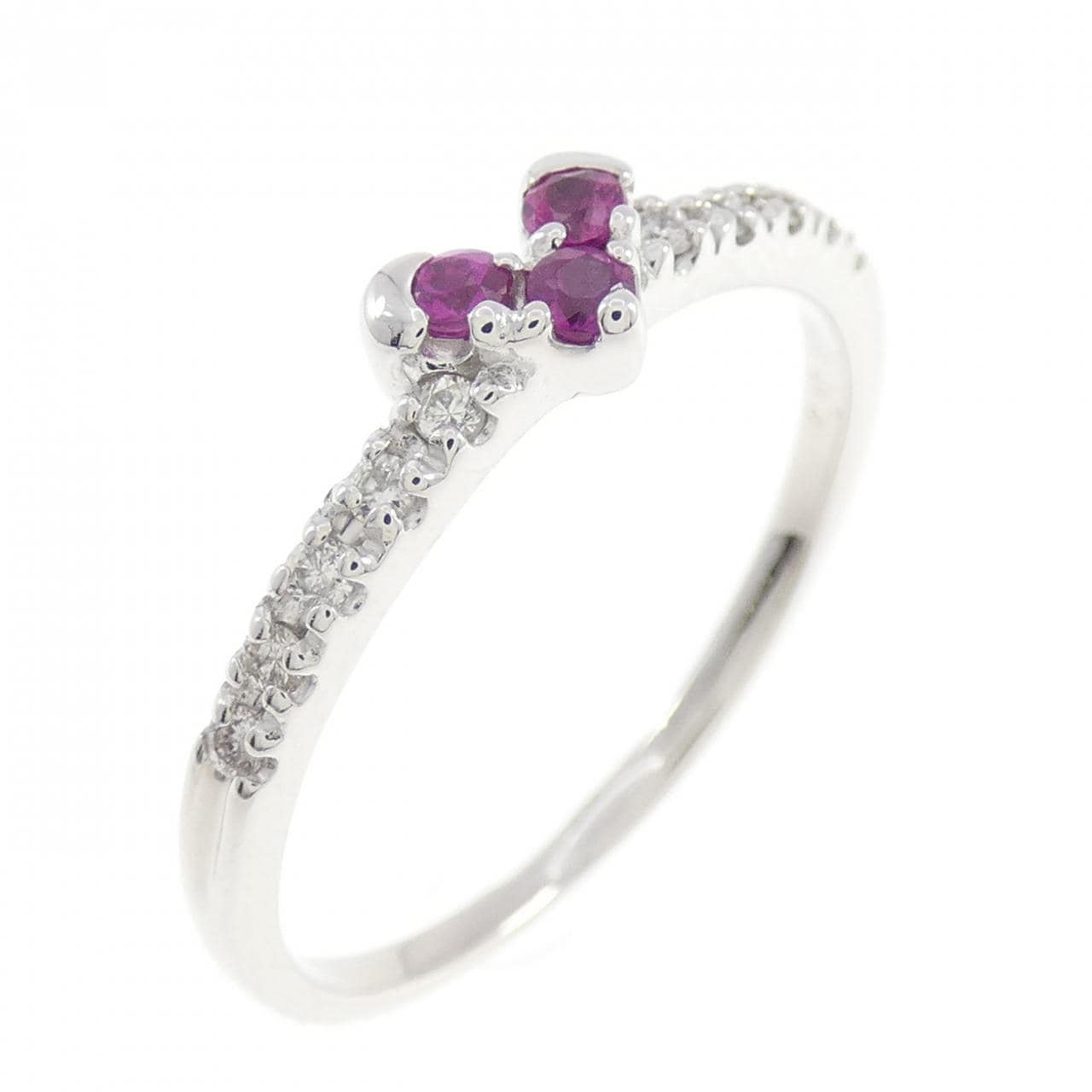 K18WG ハート ルビー リング 0.10CT