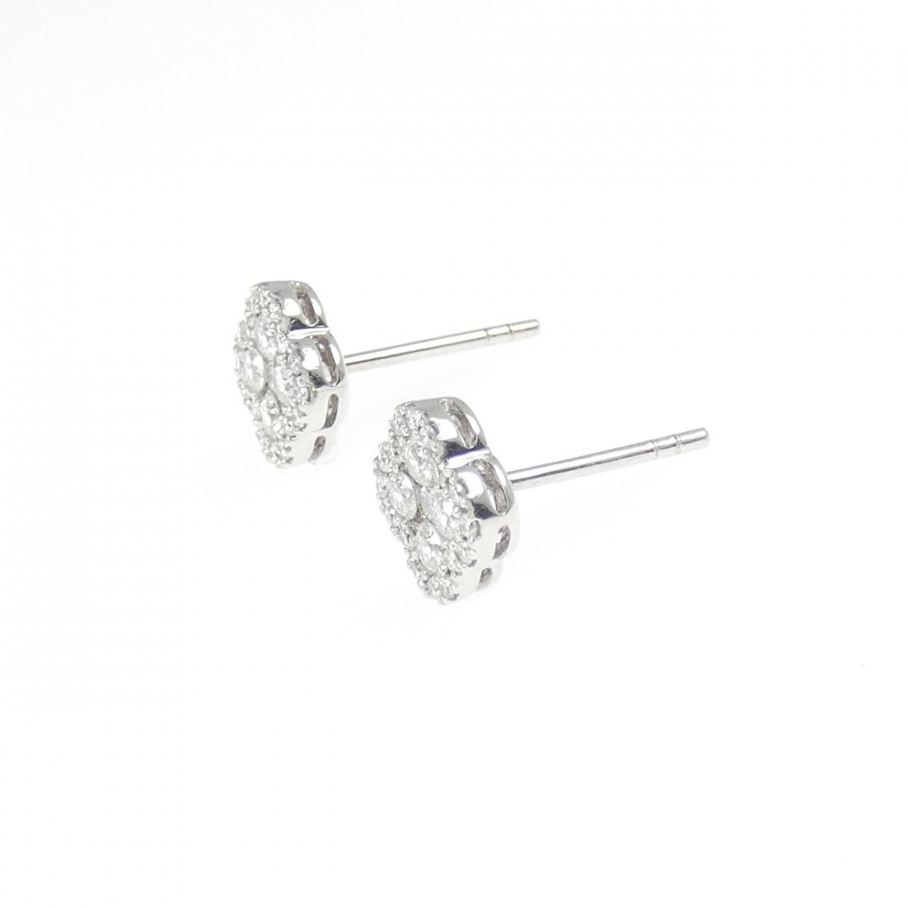 K18WG フラワー ダイヤモンド ピアス 0.50CT
