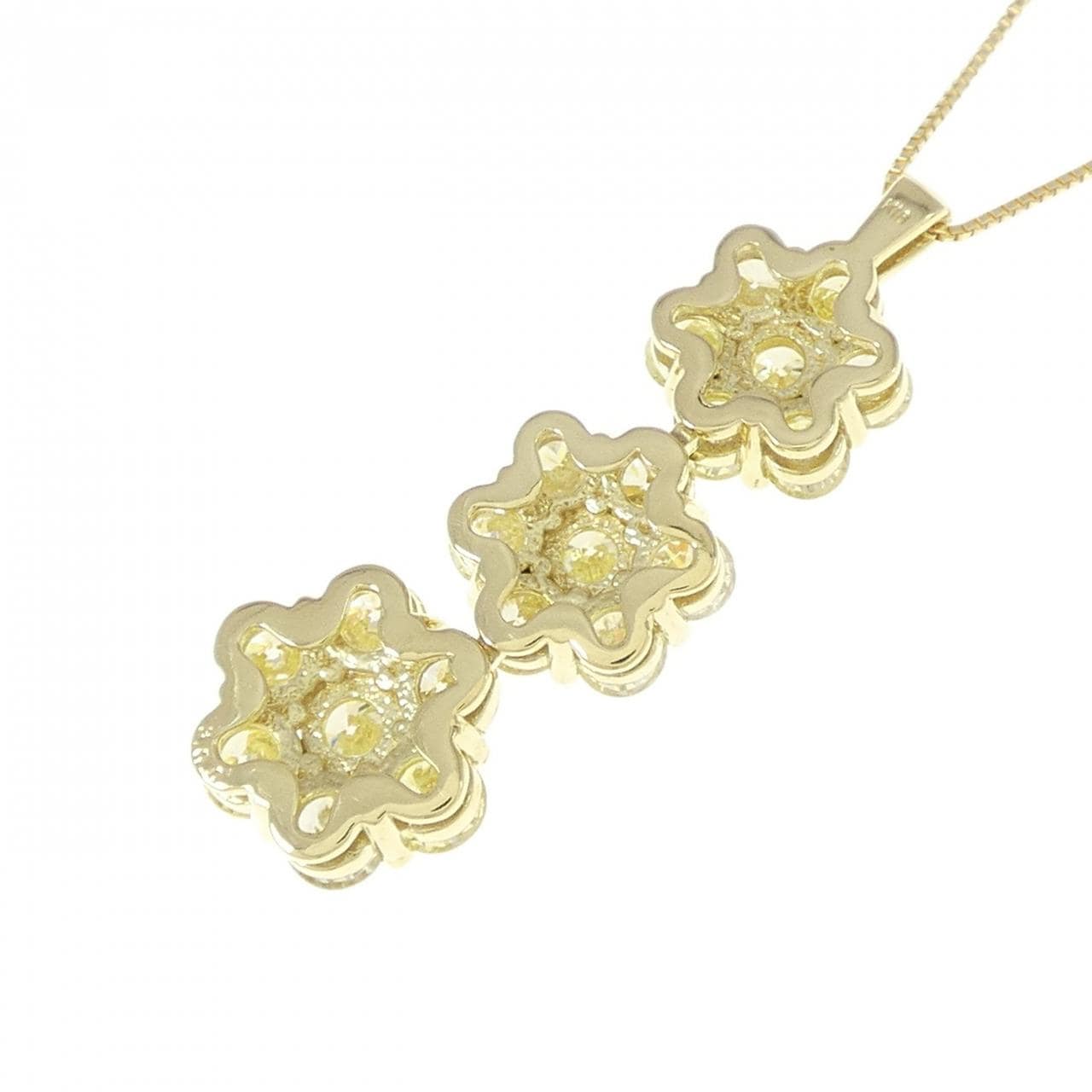 【新品】K18YG フラワー ダイヤモンド ネックレス 3.00CT
