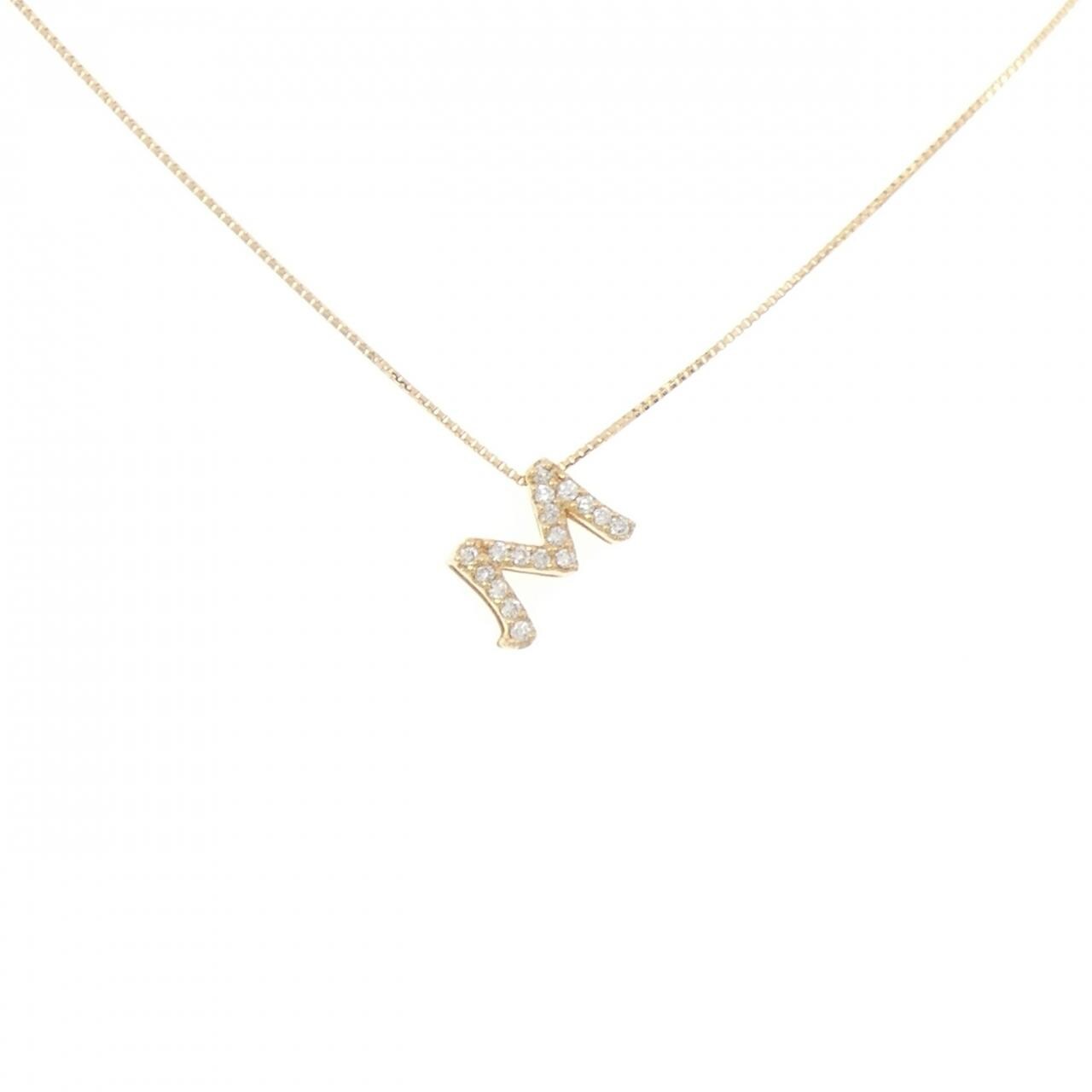K18YG イニシャルM ダイヤモンド ネックレス 0.11CT
