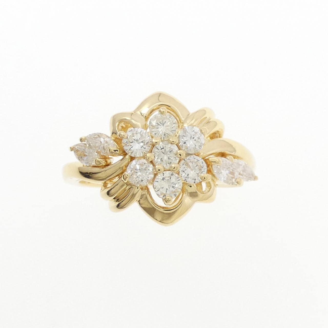 K18YG フラワー ダイヤモンド リング 0.50CT