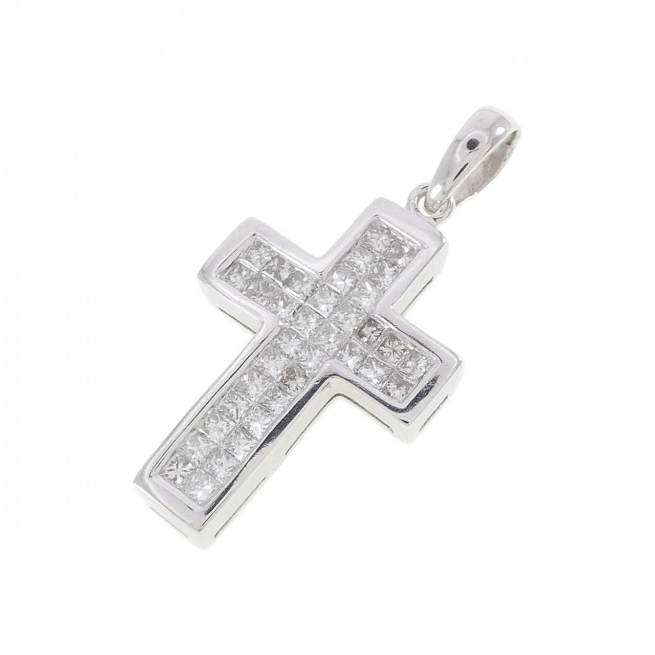K14WG クロス ダイヤモンド ペンダント 1.00CT