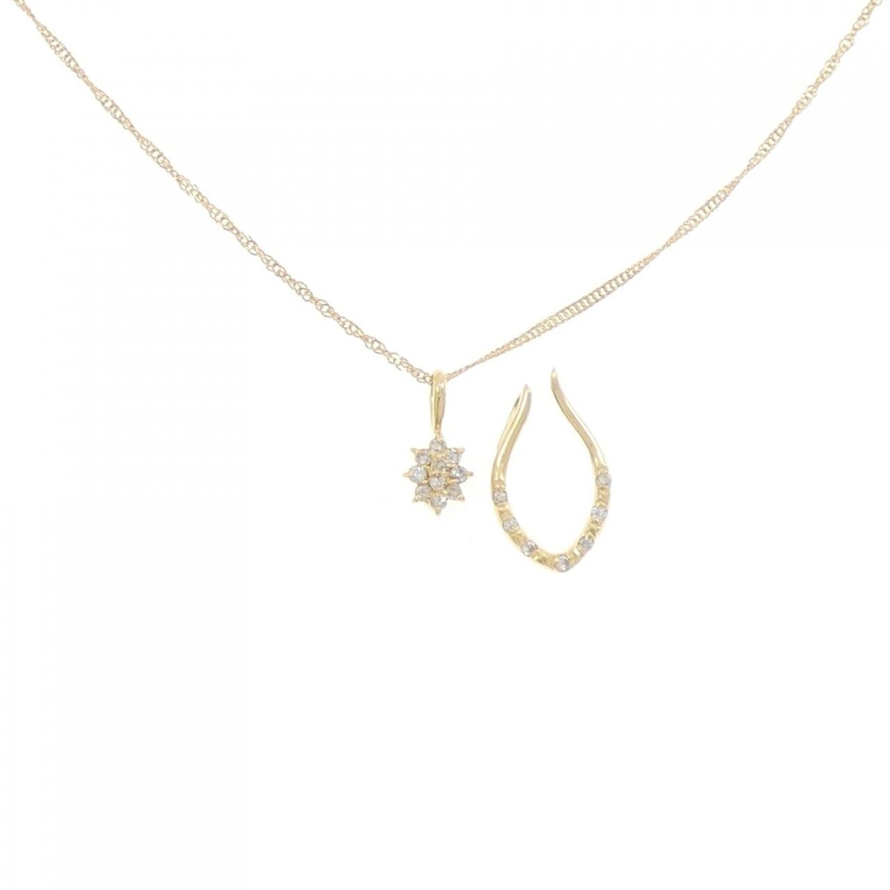 K18YG 2WAY ダイヤモンド ネックレス 0.12CT