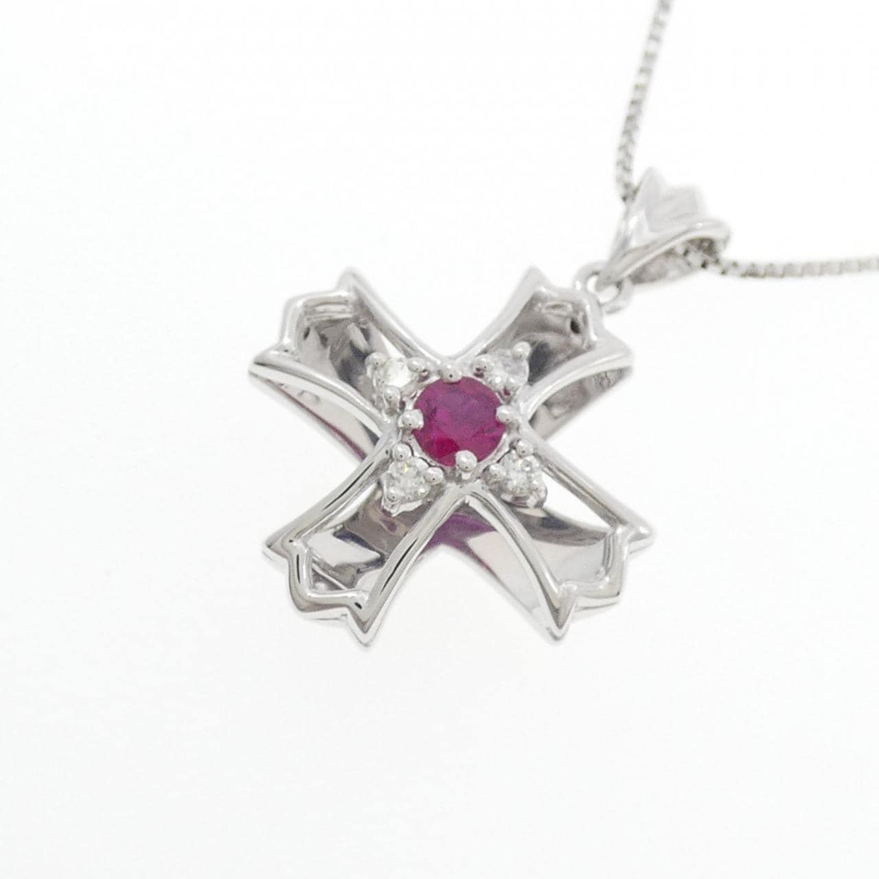 K18WG ルビー ネックレス 0.18CT