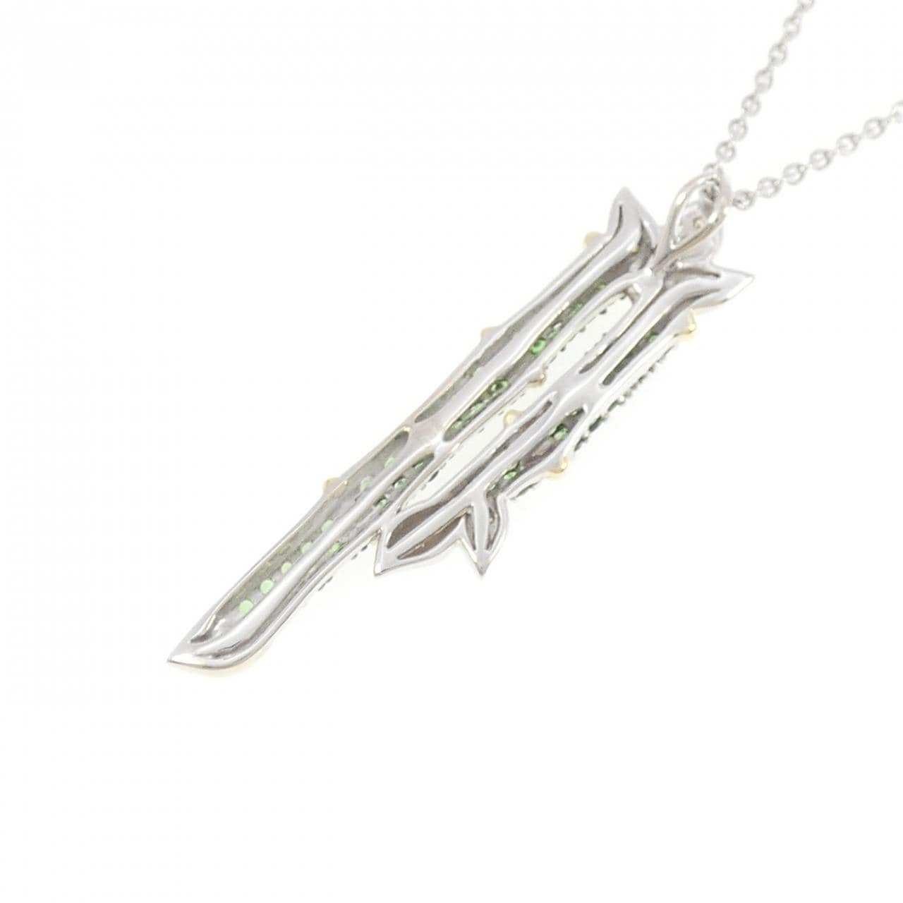 K18スリーカラー バンブー グリーンガーネット ネックレス 1.00CT