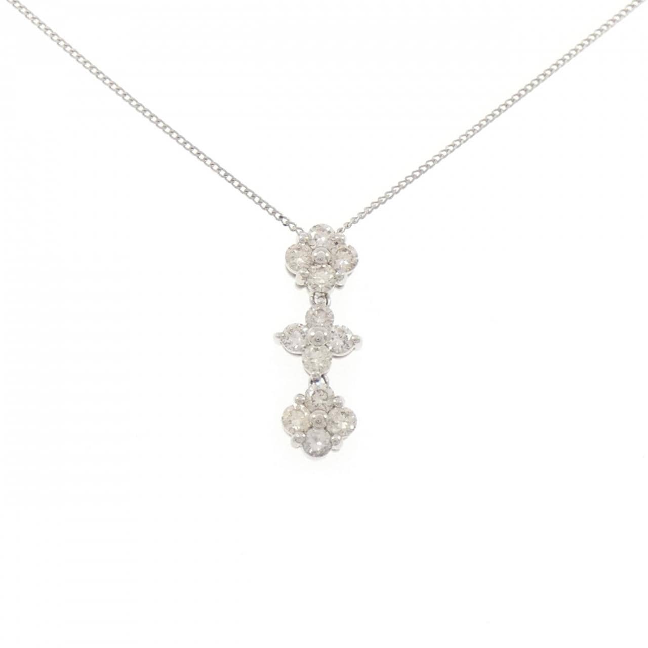 PT900/PT850 フラワー ダイヤモンド ネックレス 1.00CT