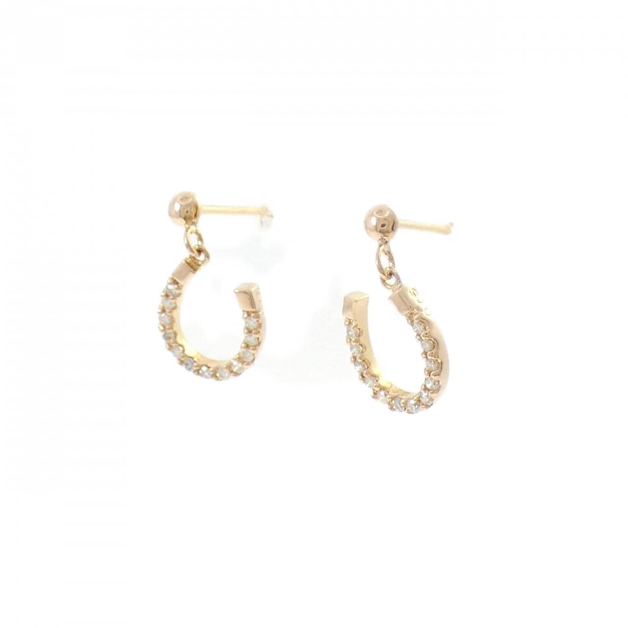 K18PG ホースシュー ダイヤモンド ピアス 0.10CT