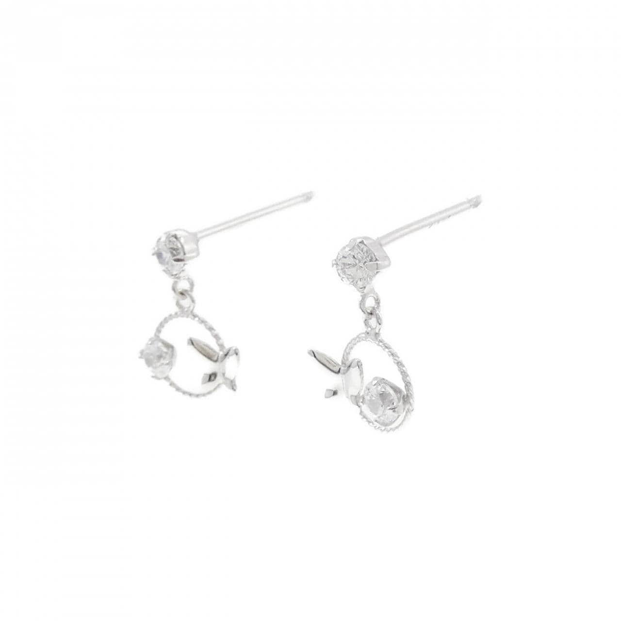 K14WG バタフライ キュービック ピアス