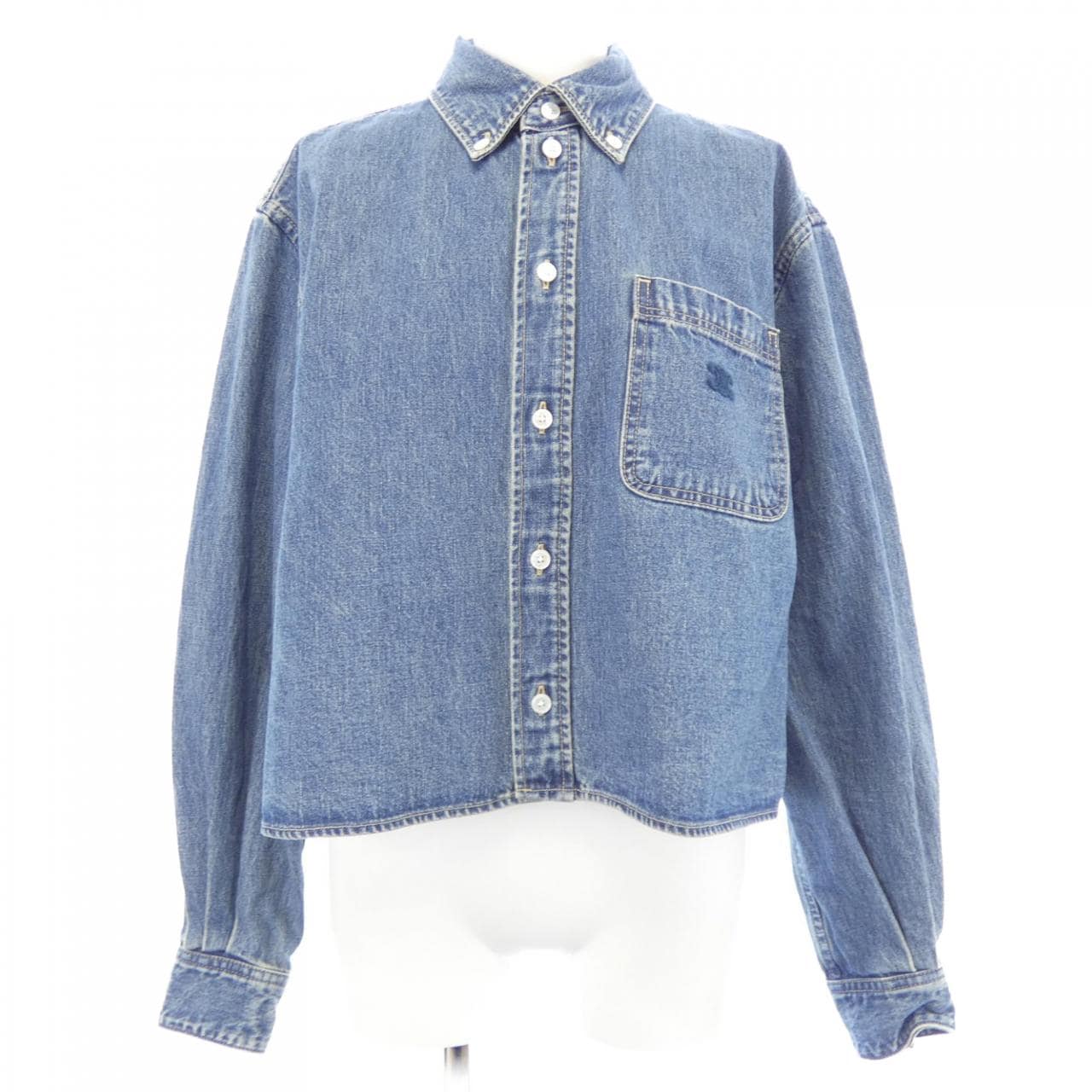 セリーヌ CELINE ユニオンオーシャンウォッシュデニム クロップドシャツ トリオンフ 2T187459N シャツ