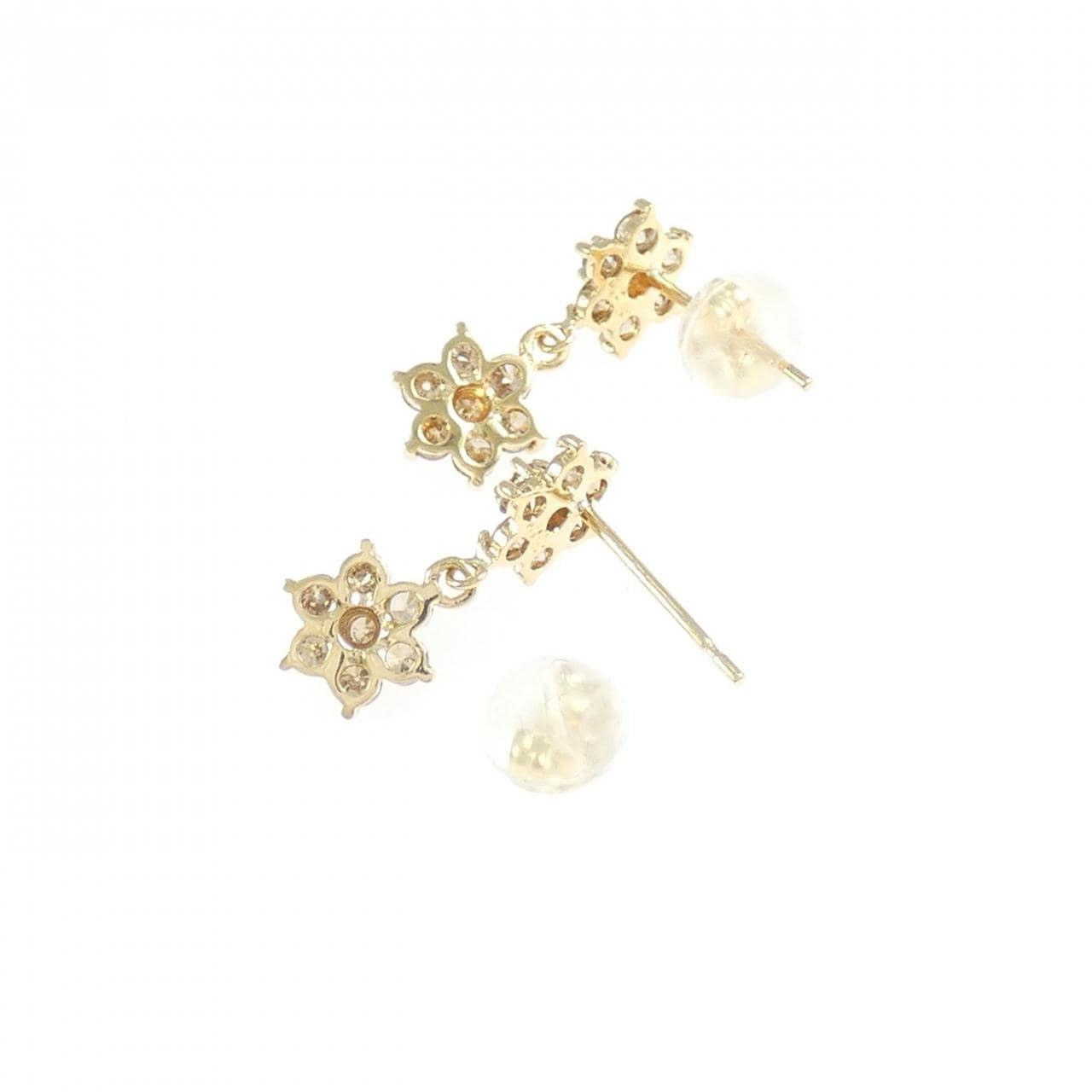 K18YG フラワー ダイヤモンド ピアス 0.70CT