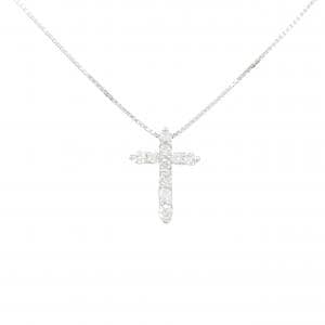 K18WG クロス ダイヤモンド ネックレス 0.30CT