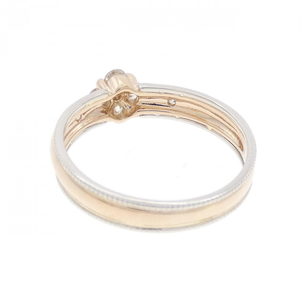 K18PG/PT900花朵钻石戒指0.21CT