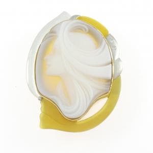 K18YG/PT900 メノウカメオ ブローチ