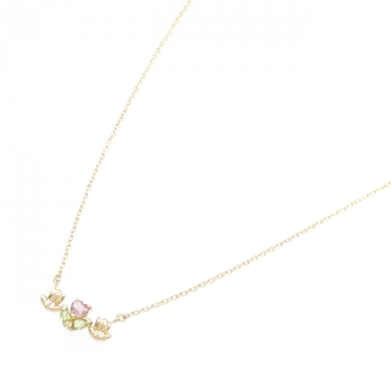 K18YG Heart x Flower Tourmaline Necklace