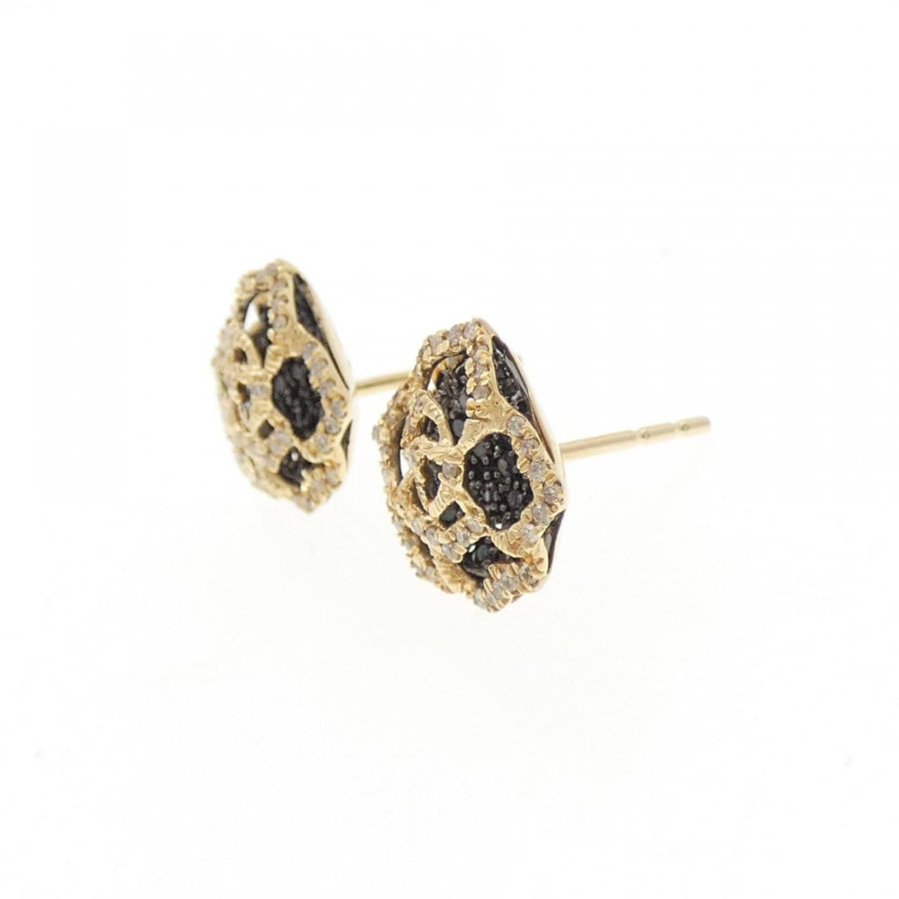 K18YG/K18BG ローズ ダイヤモンド ピアス 0.50CT