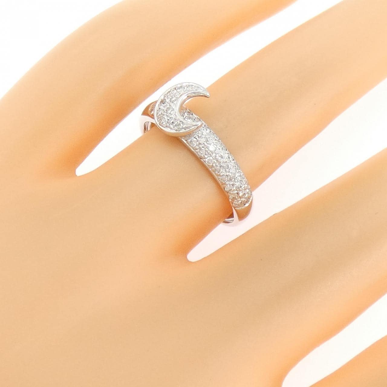 K18WG ムーン ダイヤモンド リング 0.17CT