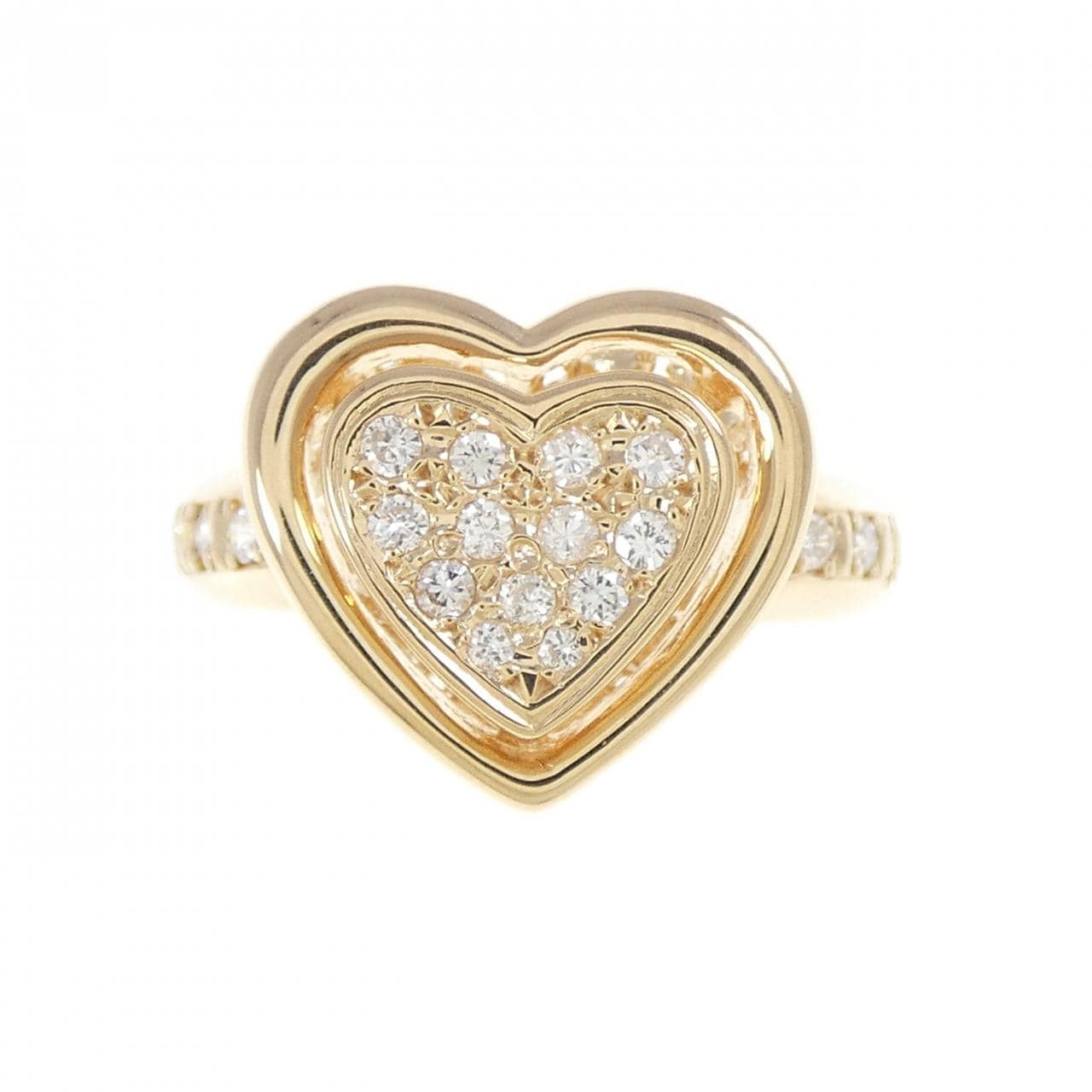 K18PG ハート ダイヤモンド リング 0.22CT