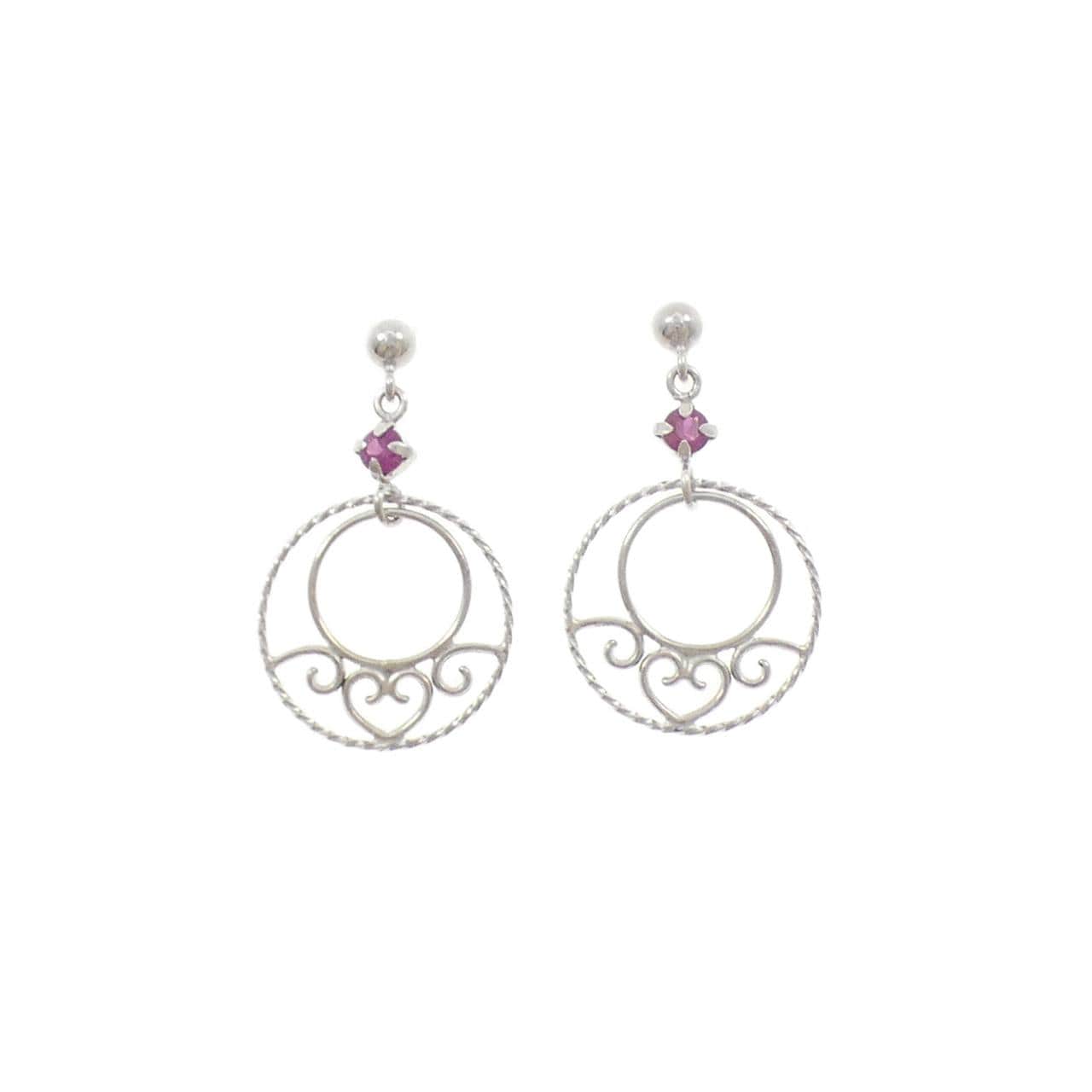 K10WG ハート ルビー ピアス