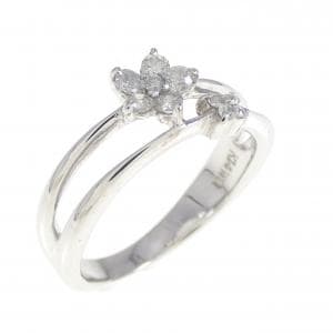 K14WG フラワー ダイヤモンド リング 0.15CT