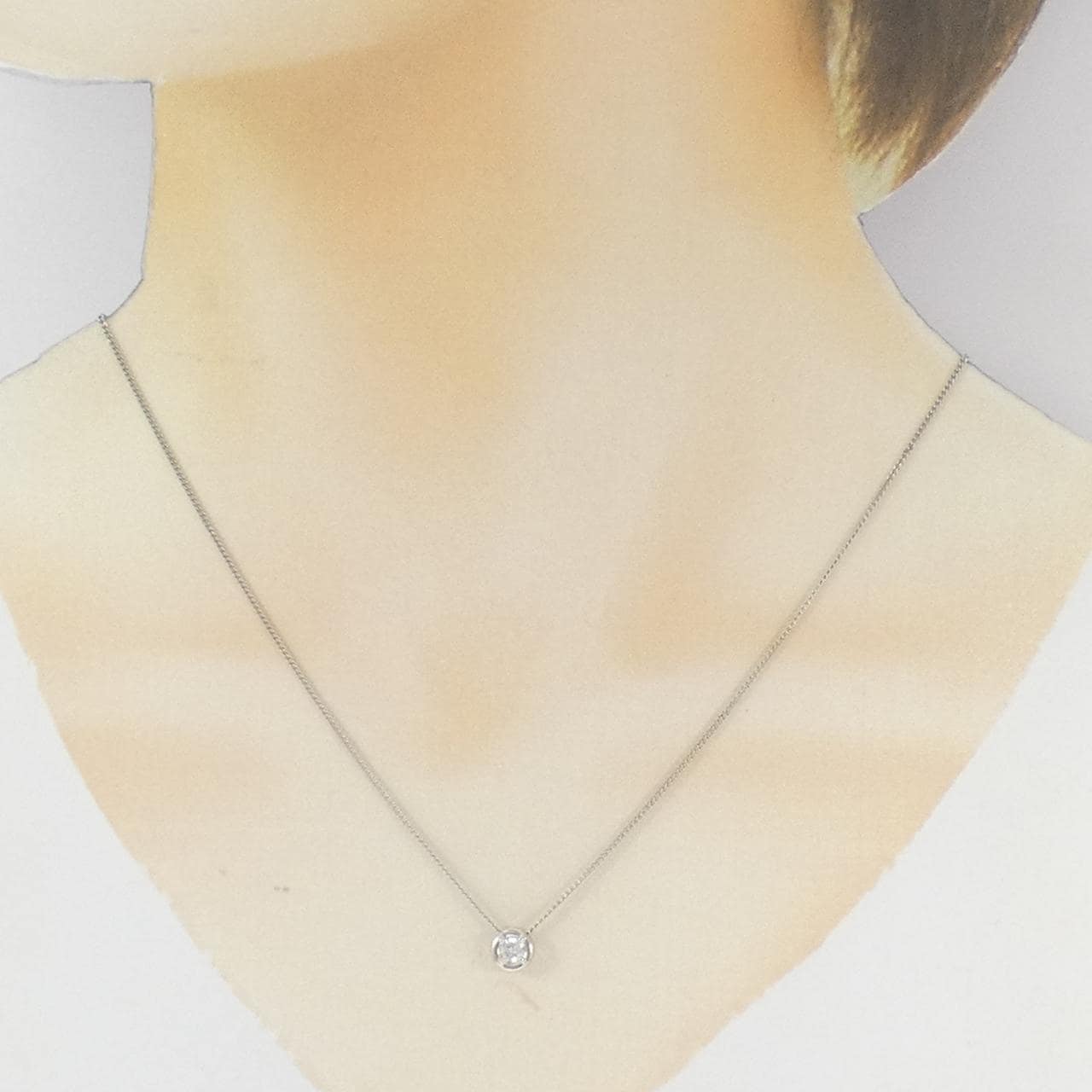 PT900/PT850 ソリティア ダイヤモンド ネックレス 0.163CT