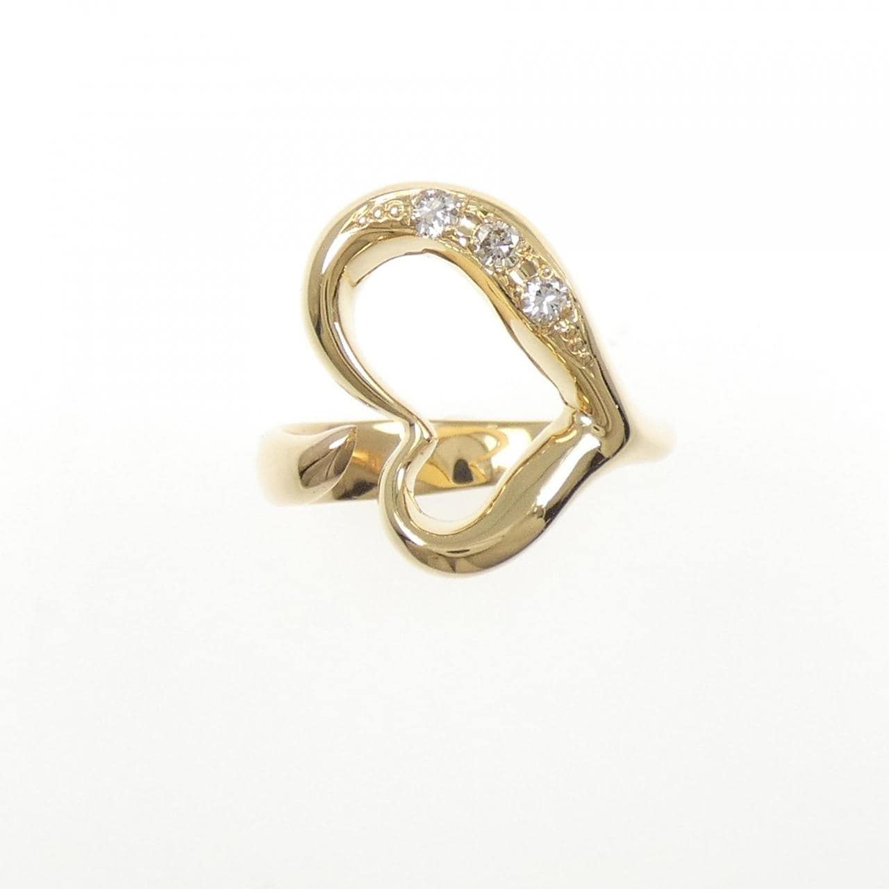 K18YG ハート ダイヤモンド リング