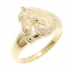 【新品】K18YG ホース ダイヤモンド リング 0.03CT