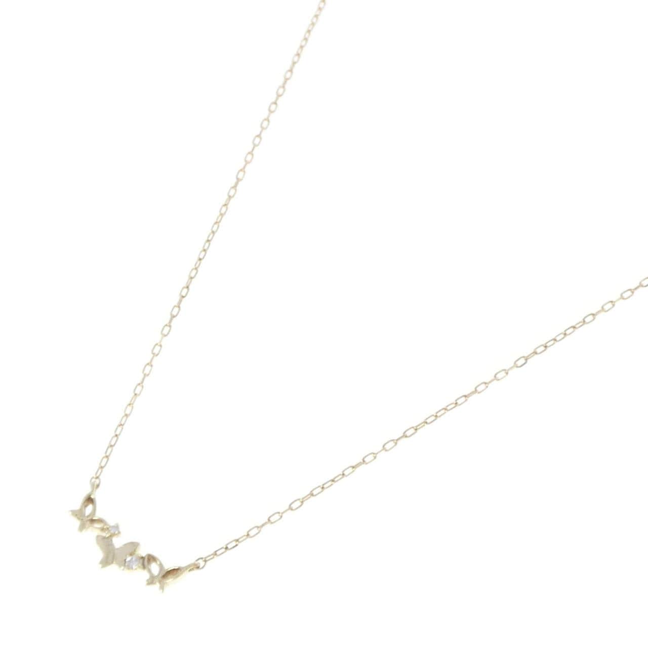 K10YG バタフライ ダイヤモンド ネックレス 0.02CT