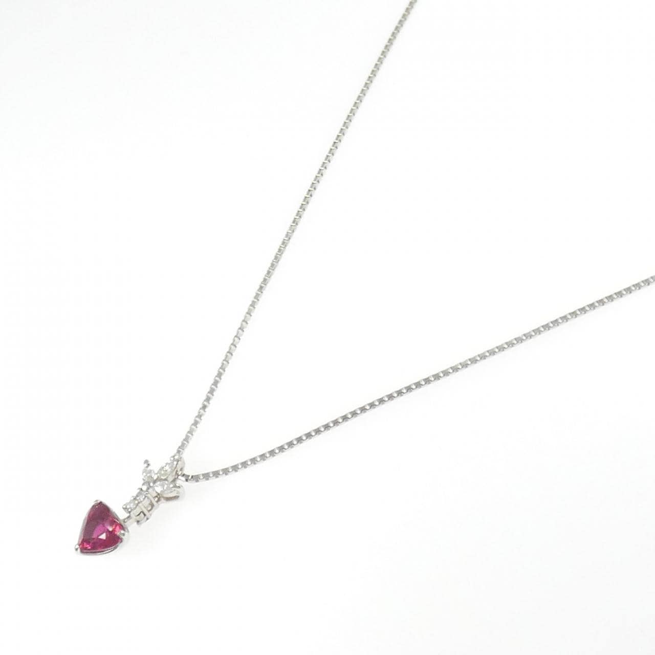 PT900/PT850 ハート ルビー ネックレス 1.225CT