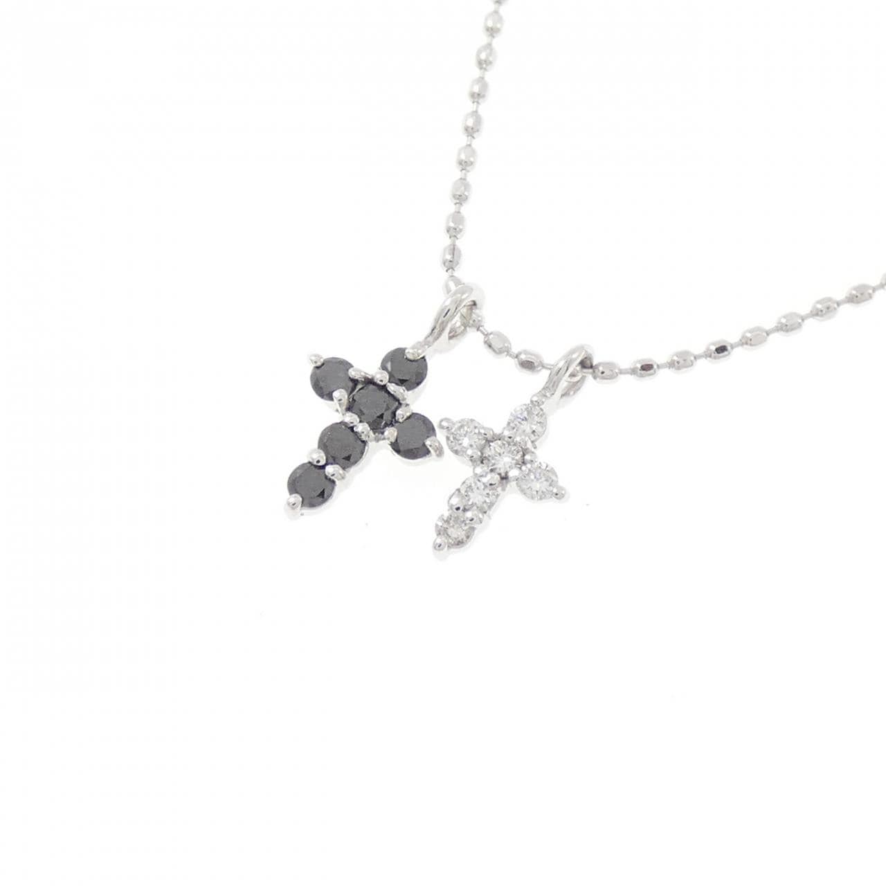 K18WG クロス ダイヤモンド ネックレス 0.05CT