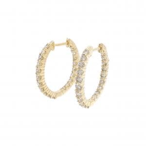 K18YG フープ ダイヤモンド ピアス 1.00CT
