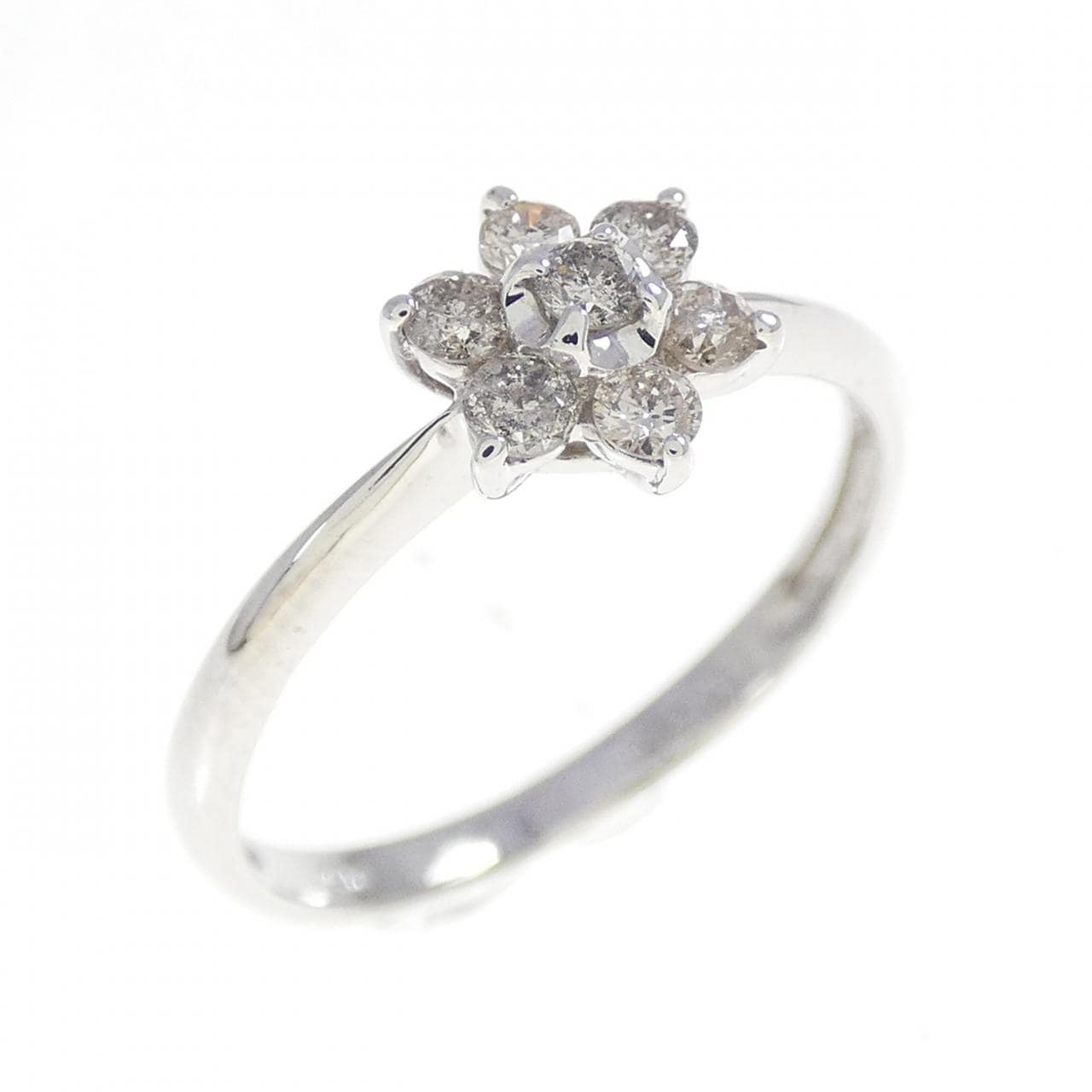 K10WG フラワー ダイヤモンド リング 0.20CT