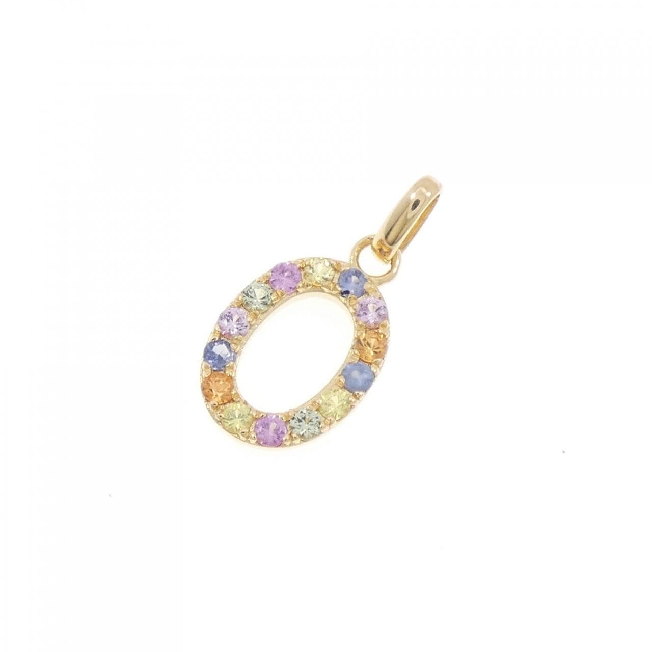 【新品】K18YG イニシャルO サファイヤ ペンダント 0.24CT